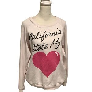Forever 21 Pink Heart California Stole My Heart Sweatshirt Size M